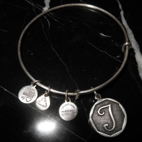 Alex And Ani Letter Initial J Charm Rafaelian Silv - Picture 2 of 7